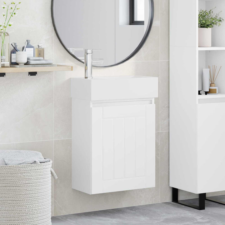 Badeværelses Vanity-enhed med Armatur Hvid 45,5 x 25,5 x 84 cm