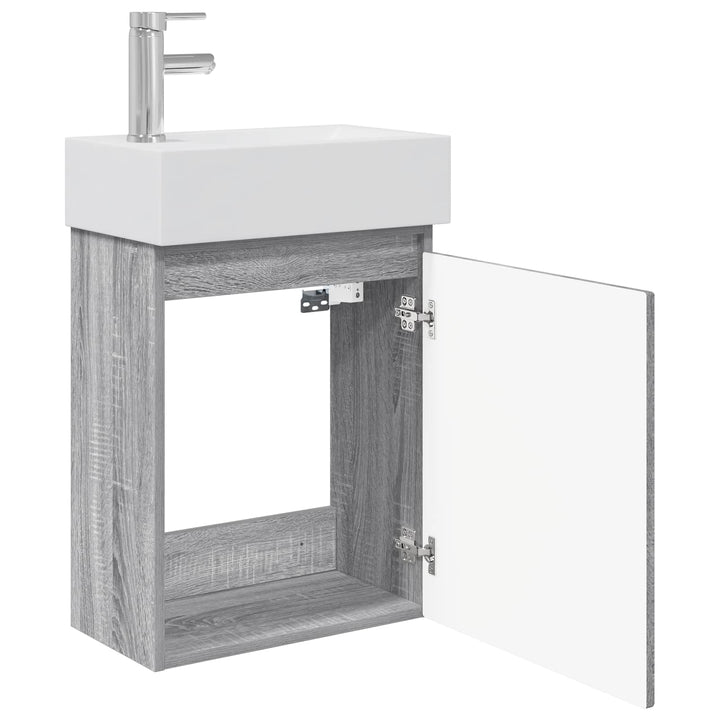 Badeværelses Vanity-enhed med Armatur Grå Sonoma