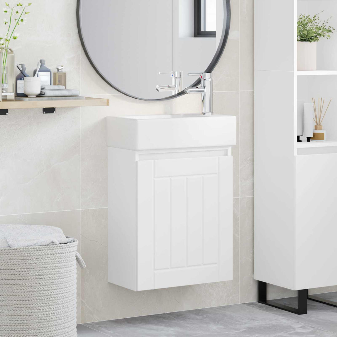 Badeværelses Vanity-enhed med Armatur Hvid 45,5 x 25,5 x 84 cm