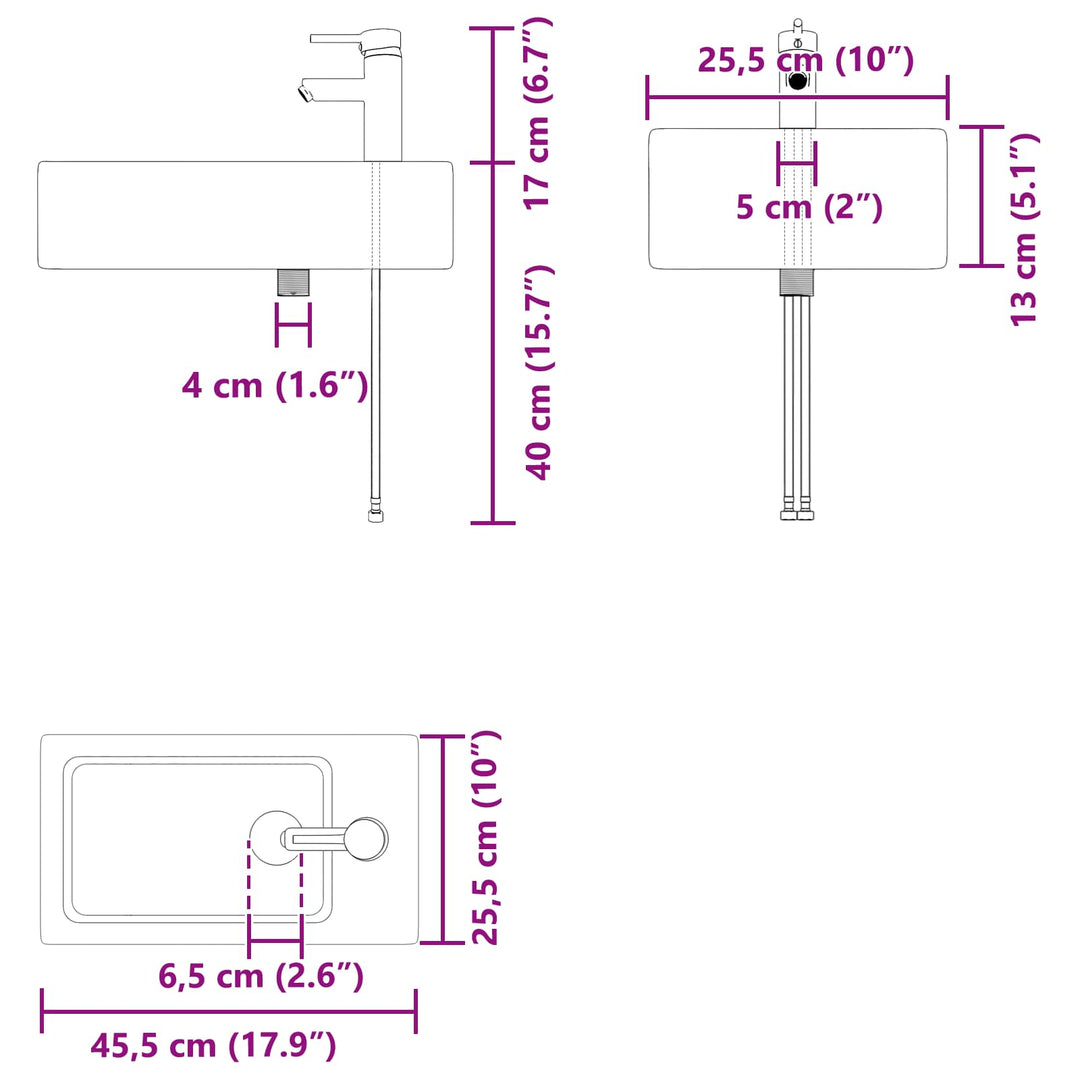 Badeværelses Vanity-enhed med Armatur Hvid 45,5 x 25,5 x 84 cm