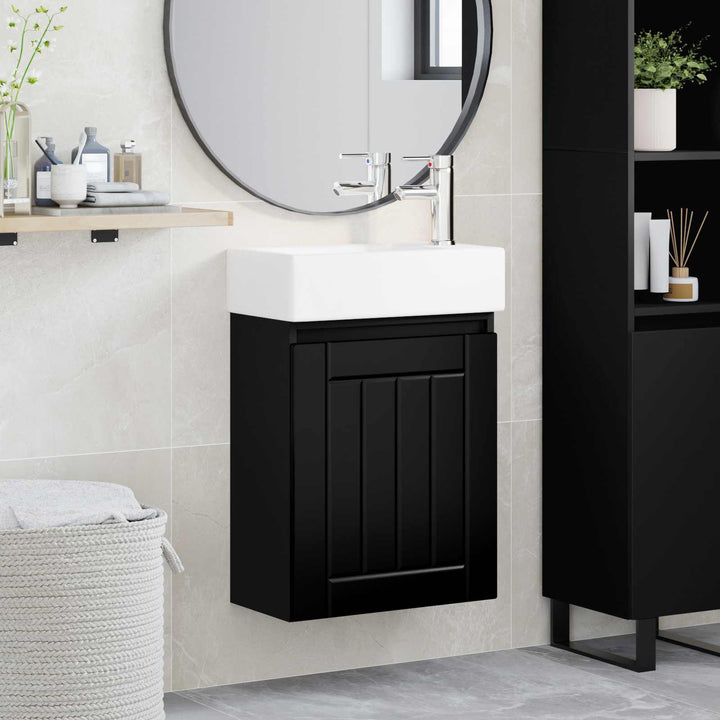 Badeværelses Vanity-enhed med Armatur Sort 45,5 x 25,5 x 84 cm