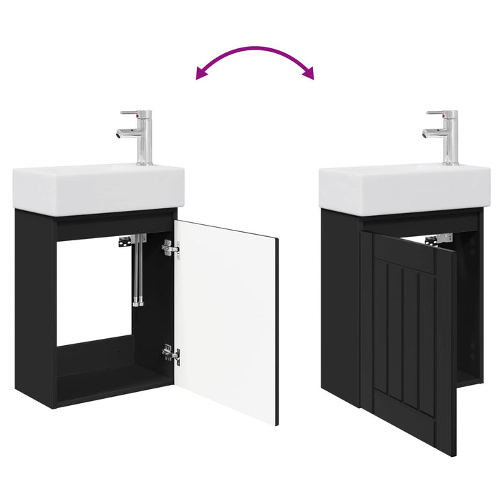 Badeværelses Vanity-enhed med Armatur Sort 45,5 x 25,5 x 84 cm