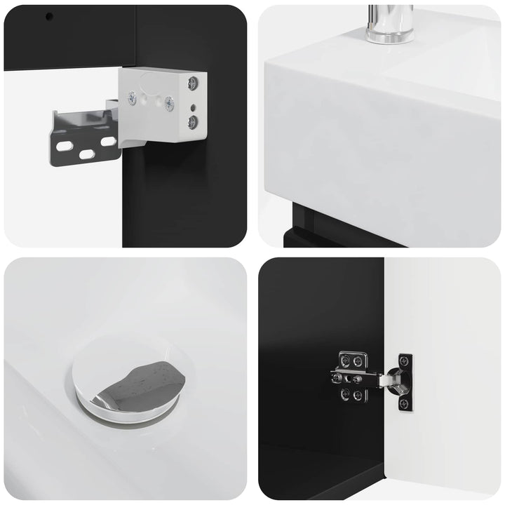 Badeværelses Vanity-enhed med Armatur Sort 45,5 x 22,5 x 84 cm