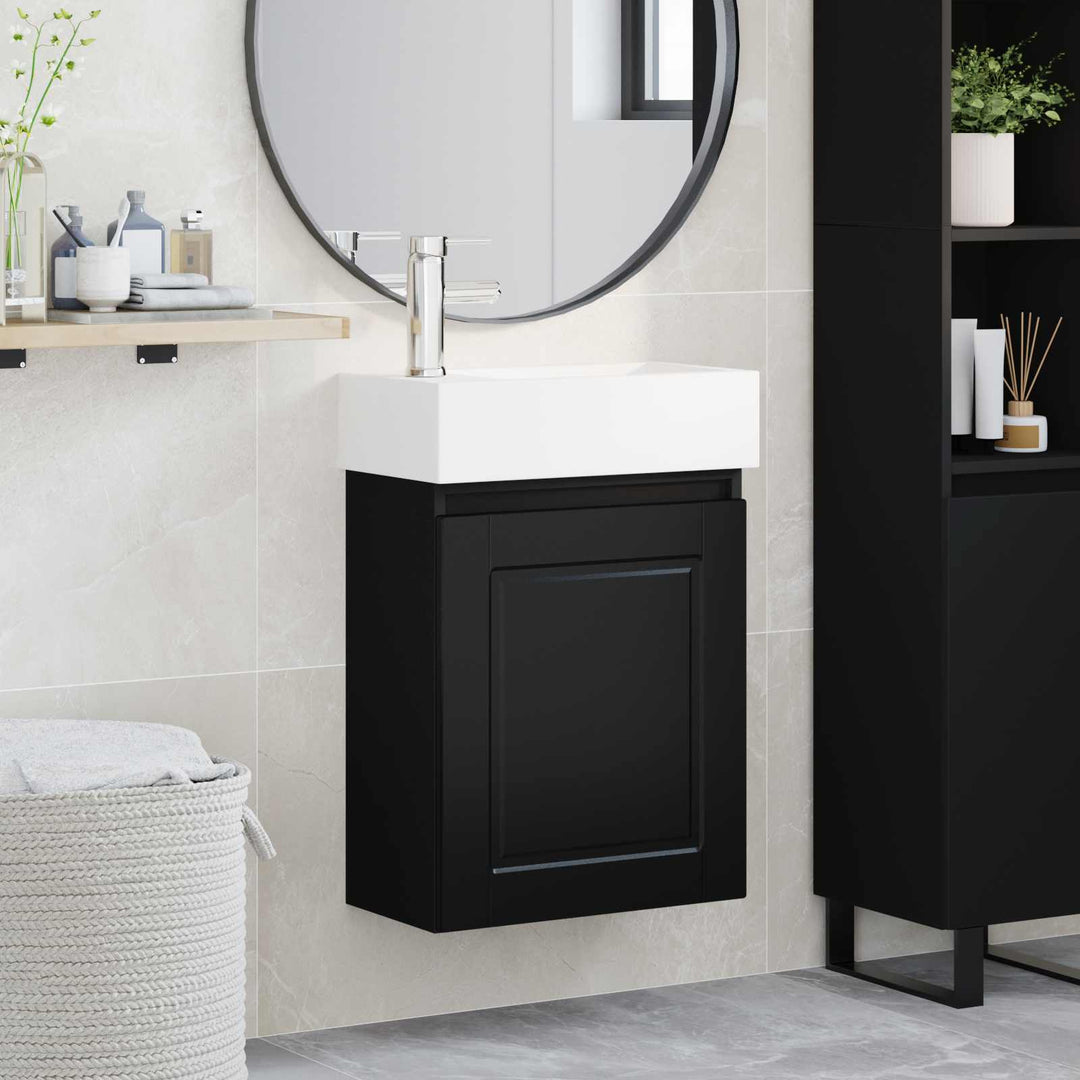 Badeværelses Vanity-enhed med Armatur Sort 45,5 x 22,5 x 84 cm