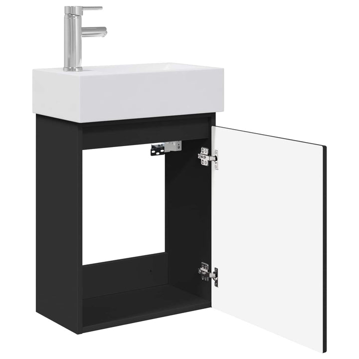 Badeværelses Vanity-enhed med Armatur Sort 45,5 x 22,5 x 84 cm