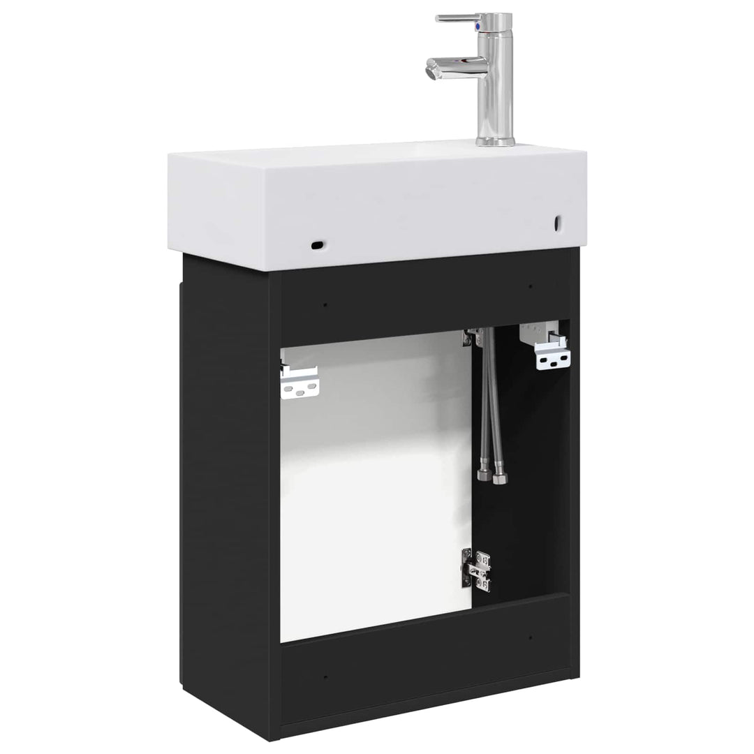 Badeværelses Vanity-enhed med Armatur Sort 45,5 x 22,5 x 84 cm