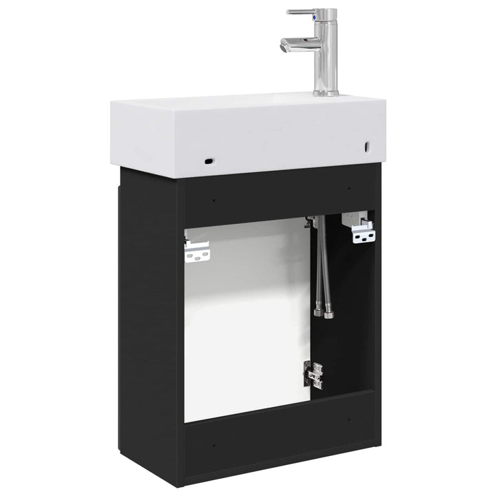 Badeværelses Vanity-enhed med Armatur Sort 45,5 x 22,5 x 84 cm