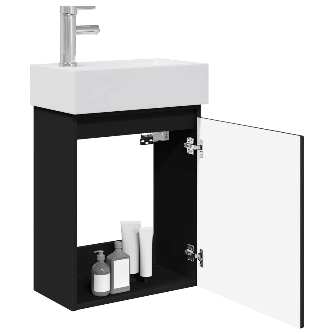 Badeværelses Vanity-enhed med Armatur Sort 45,5 x 22,5 x 84 cm