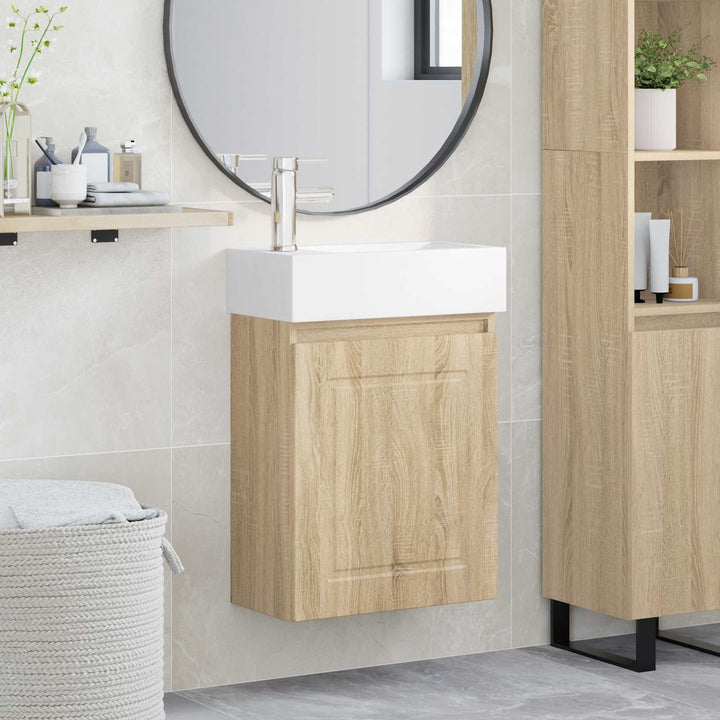 Badeværelses Vanity-enhed med Armatur Sonoma-eg