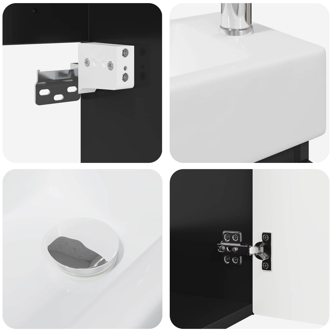Badeværelses Vanity-enhed med Armatur Sort 45,5 x 22,5 x 84 cm
