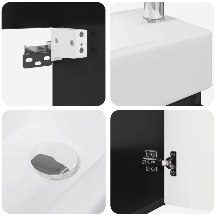 Badeværelses Vanity-enhed med Armatur Sort 45,5 x 22,5 x 84 cm