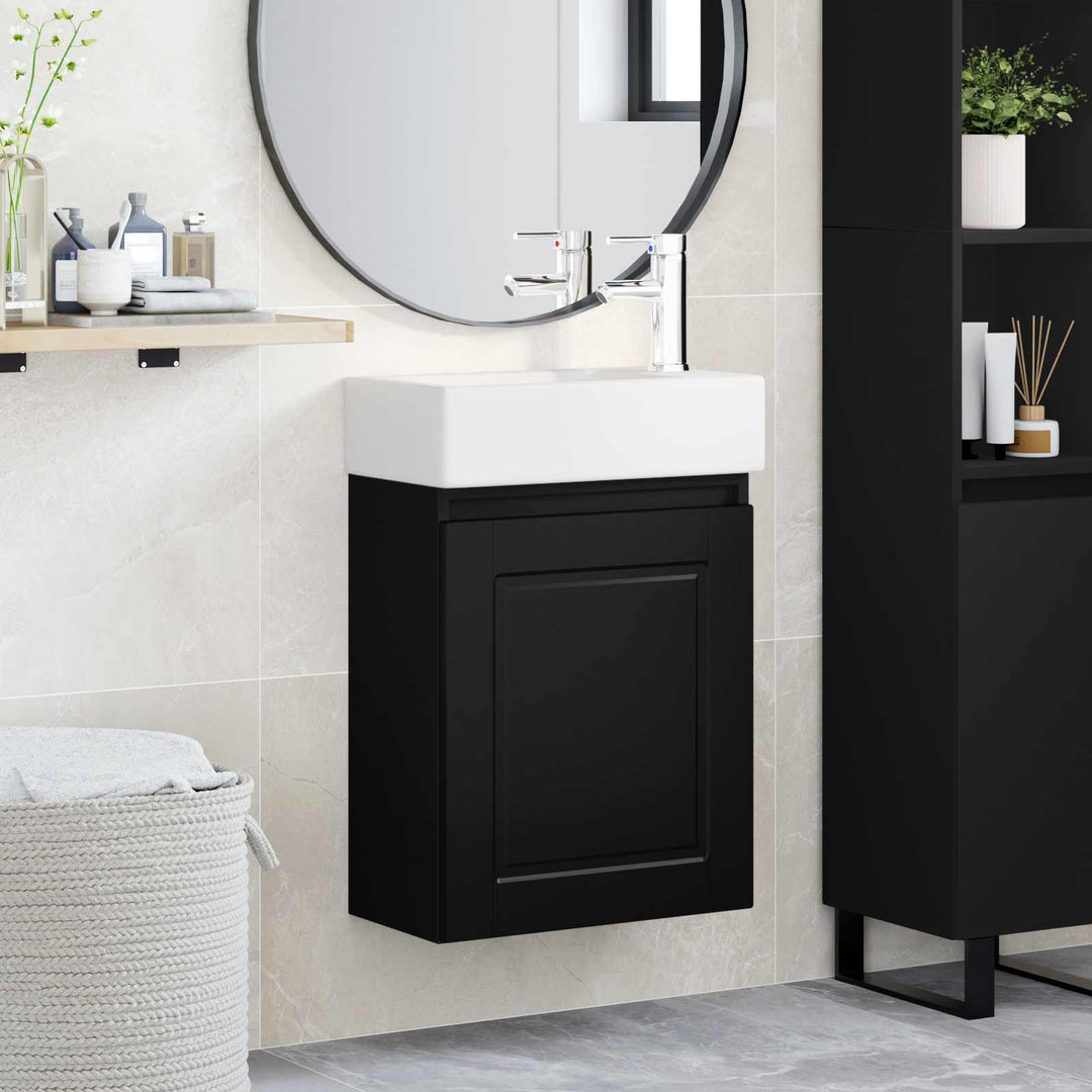 Badeværelses Vanity-enhed med Armatur Sort 45,5 x 22,5 x 84 cm