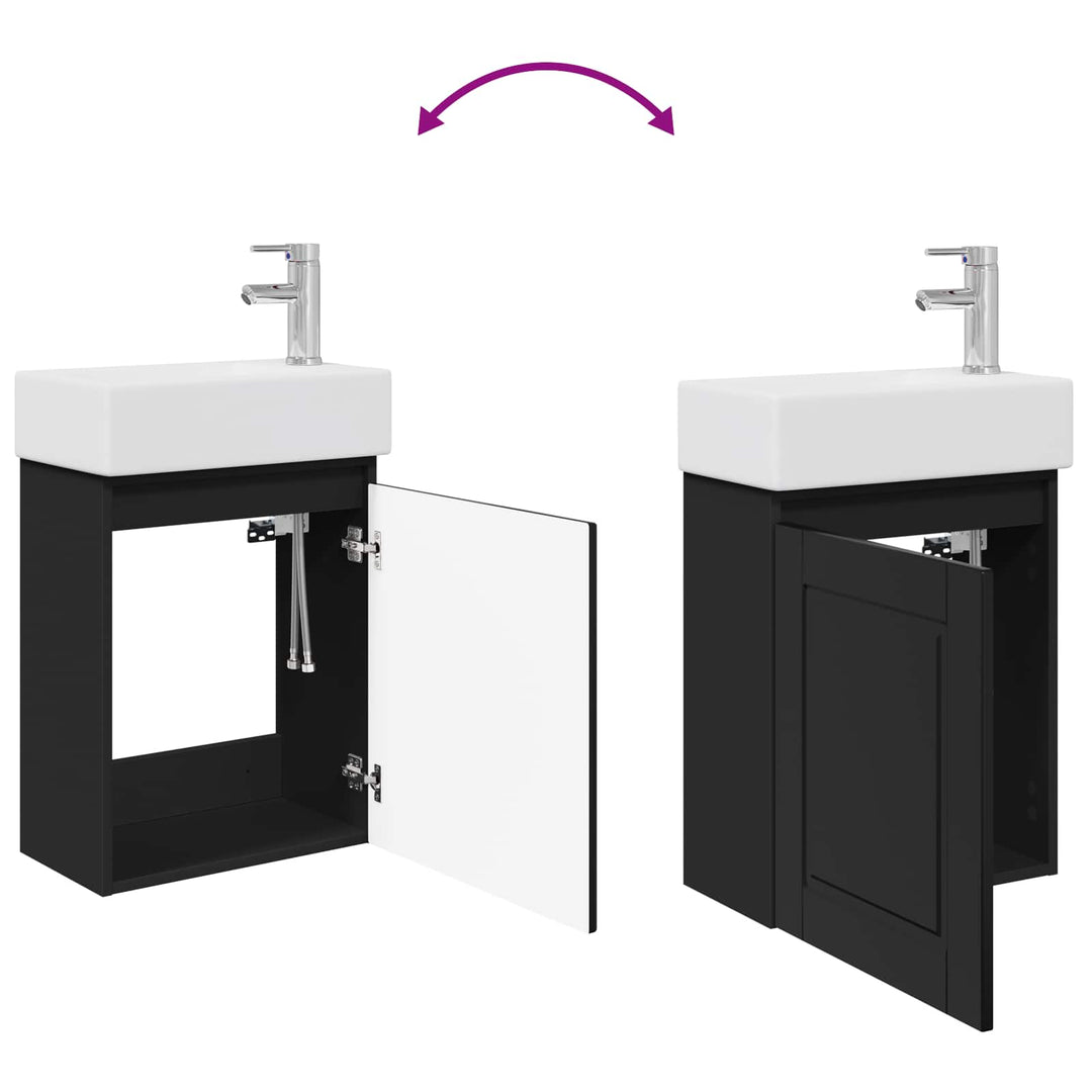 Badeværelses Vanity-enhed med Armatur Sort 45,5 x 22,5 x 84 cm