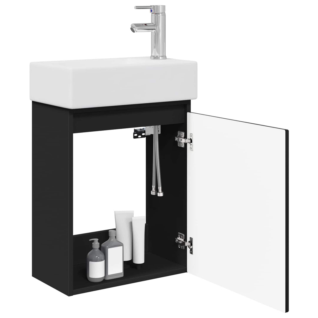 Badeværelses Vanity-enhed med Armatur Sort 45,5 x 22,5 x 84 cm