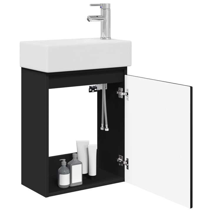 Badeværelses Vanity-enhed med Armatur Sort 45,5 x 22,5 x 84 cm