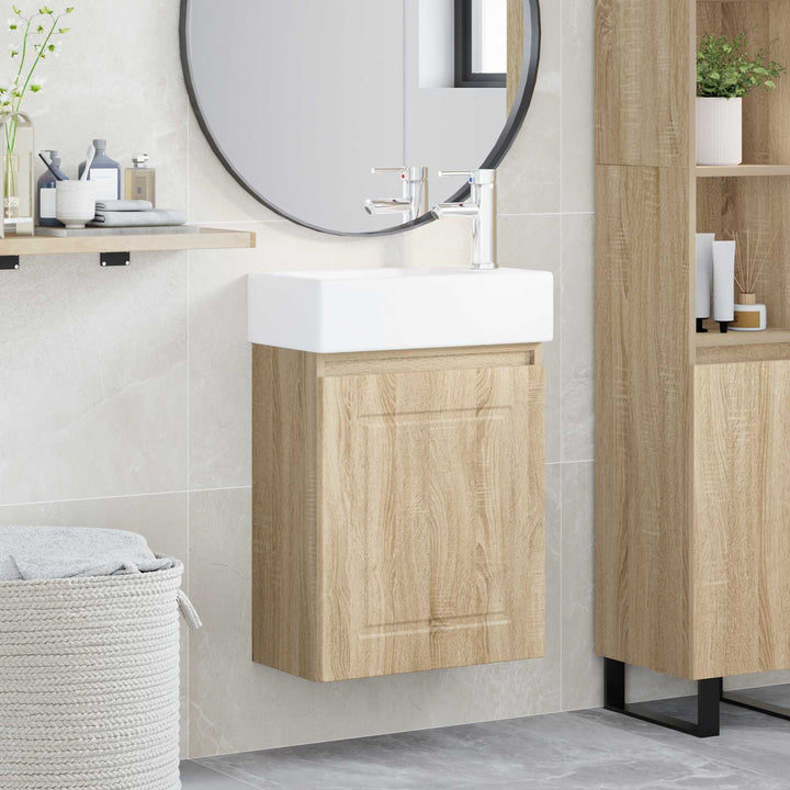 Badeværelses Vanity-enhed med Armatur Sonoma-eg