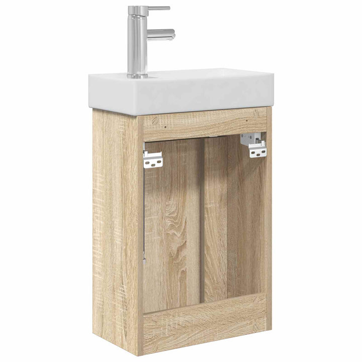 Badeværelses Vanity-enhed med Armatur Sonoma-eg