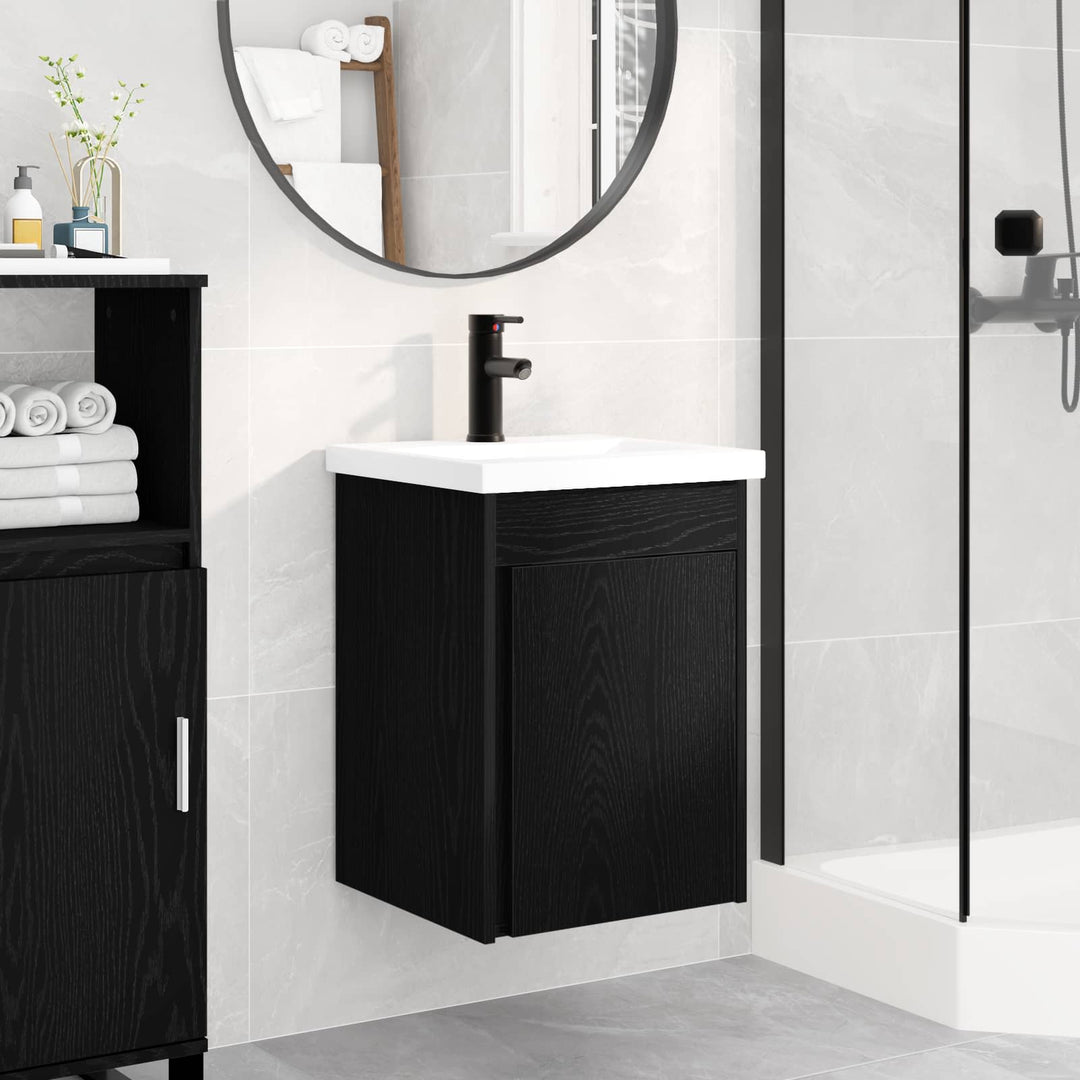 Badeværelses Vanity-enhed med Armatur Sort eg 42 x 40 x 74,5 cm