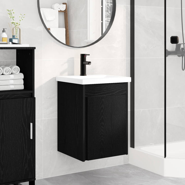 Badeværelses Vanity-enhed med Armatur Sort eg 42 x 40 x 74,5 cm