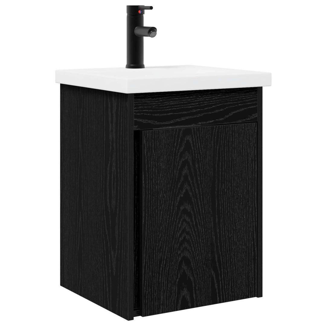 Badeværelses Vanity-enhed med Armatur Sort eg 42 x 40 x 74,5 cm