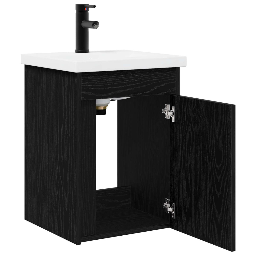 Badeværelses Vanity-enhed med Armatur Sort eg 42 x 40 x 74,5 cm