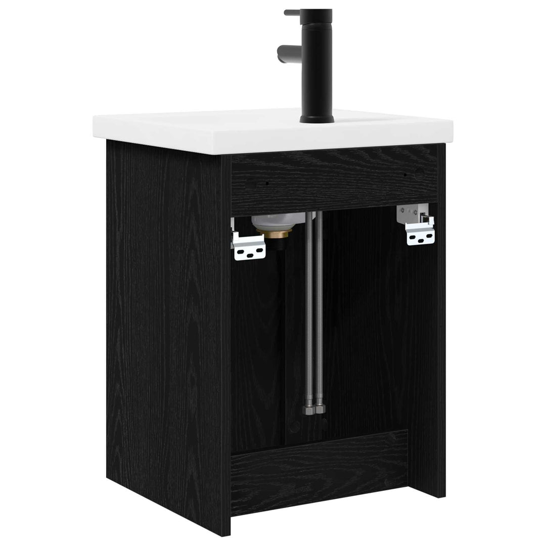 Badeværelses Vanity-enhed med Armatur Sort eg 42 x 40 x 74,5 cm