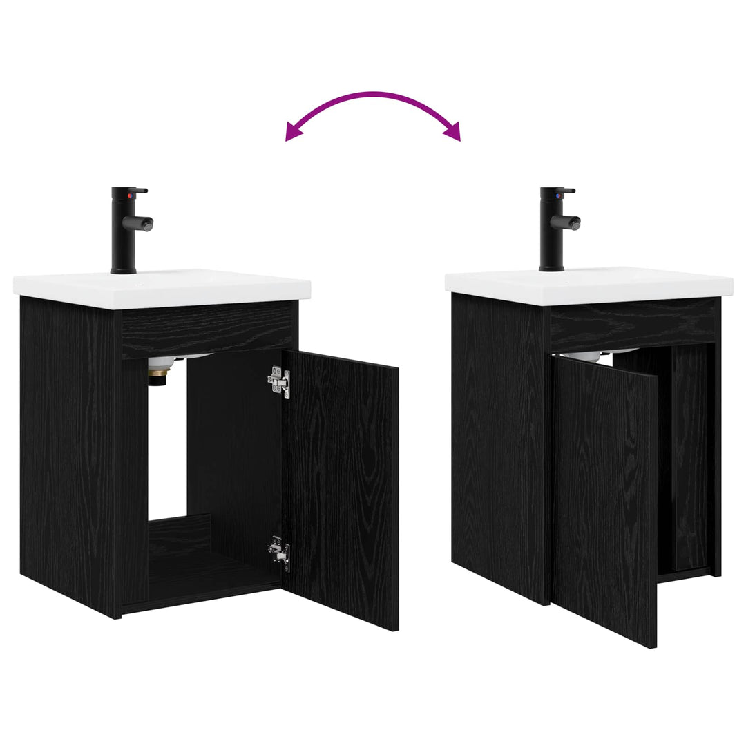 Badeværelses Vanity-enhed med Armatur Sort eg 42 x 40 x 74,5 cm