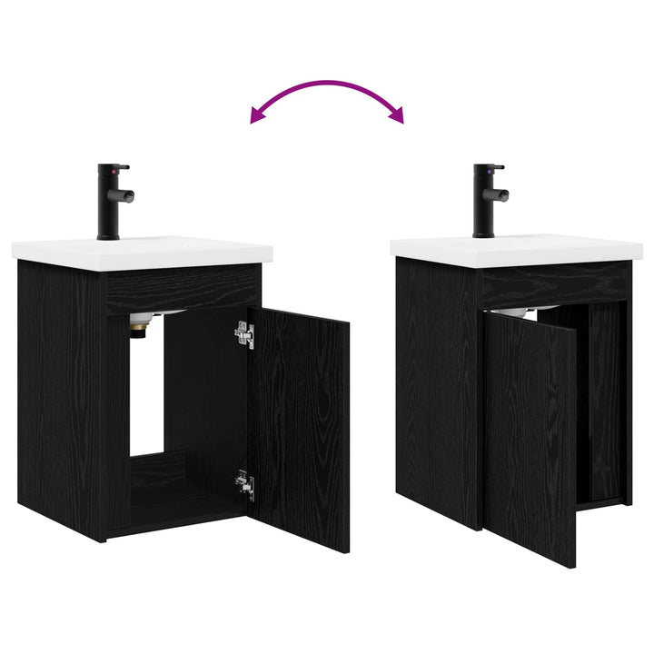 Badeværelses Vanity-enhed med Armatur Sort eg 42 x 40 x 74,5 cm