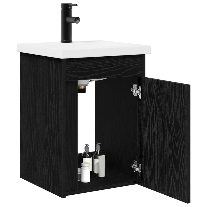 Badeværelses Vanity-enhed med Armatur Sort eg 42 x 40 x 74,5 cm
