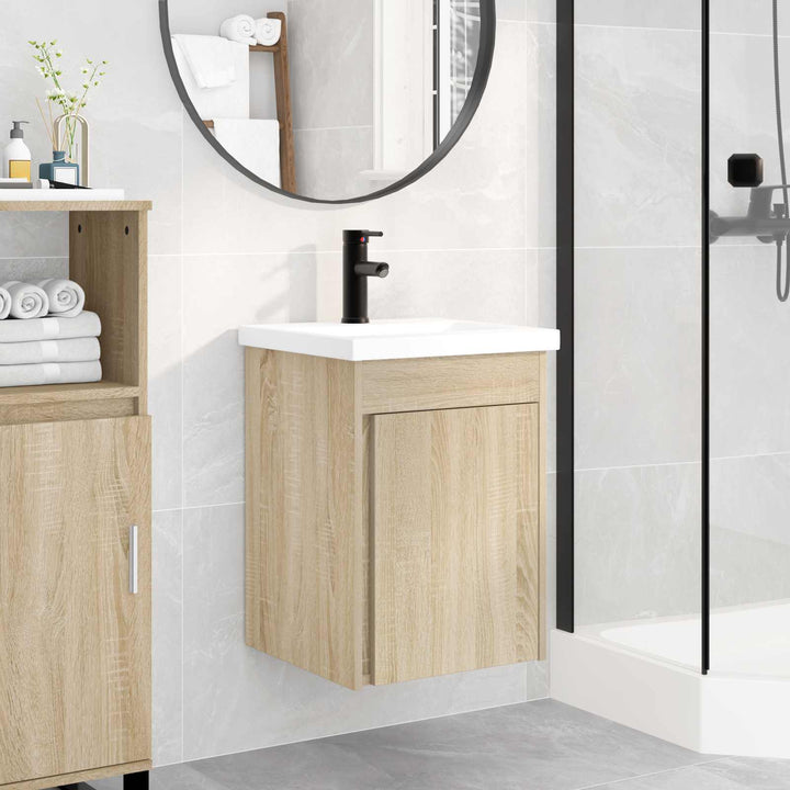 Badeværelses Vanity-enhed med Armatur Sonoma-eg