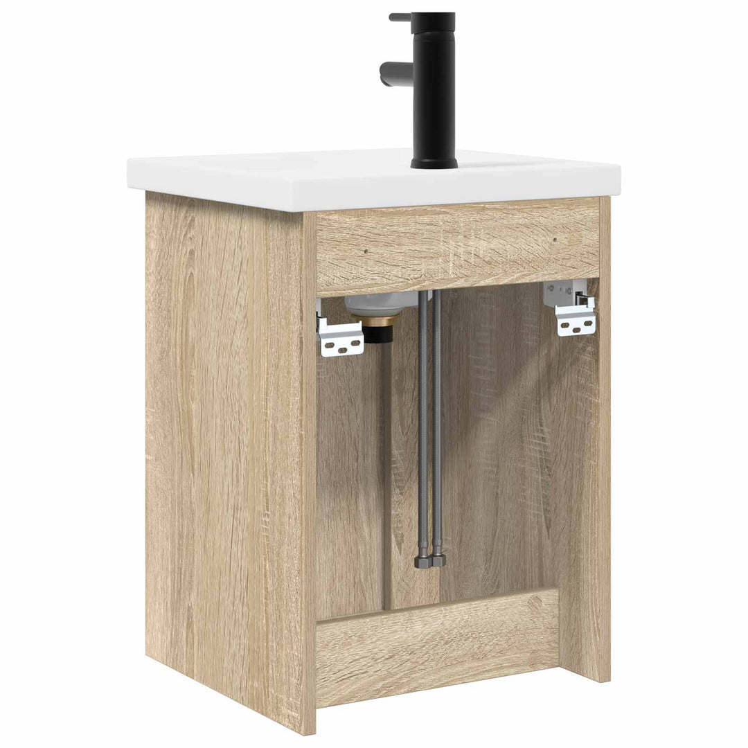 Badeværelses Vanity-enhed med Armatur Sonoma-eg