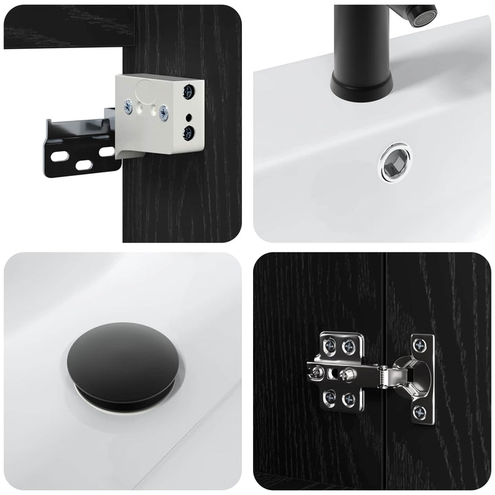 Badeværelses Vanity-enhed med Armatur Sort eg 61 x 40 x 74,5 cm