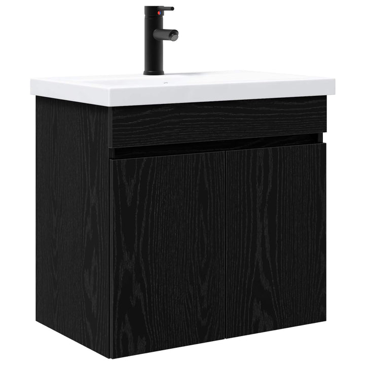 Badeværelses Vanity-enhed med Armatur Sort eg 61 x 40 x 74,5 cm