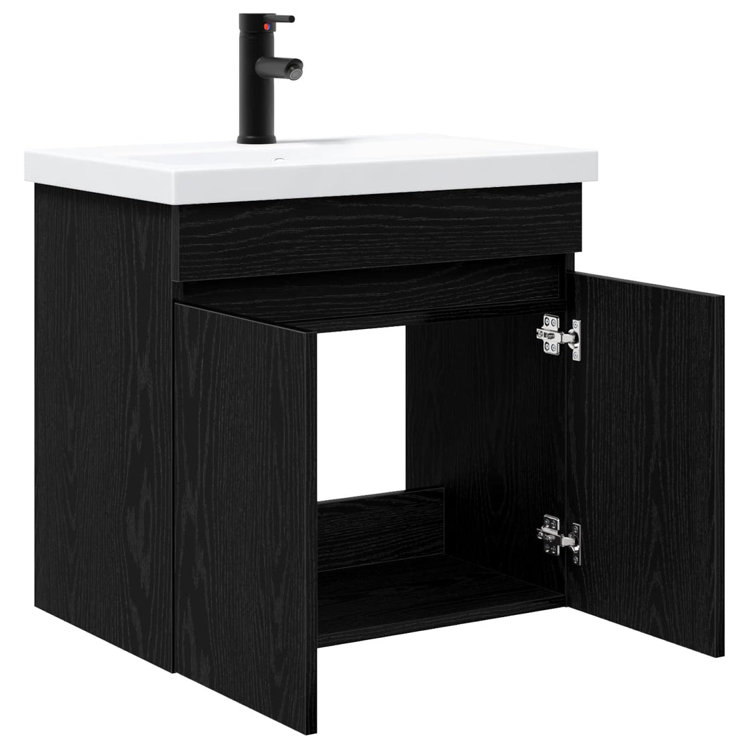 Badeværelses Vanity-enhed med Armatur Sort eg 61 x 40 x 74,5 cm
