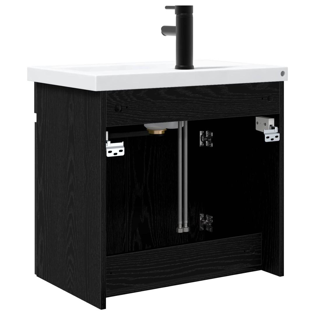 Badeværelses Vanity-enhed med Armatur Sort eg 61 x 40 x 74,5 cm