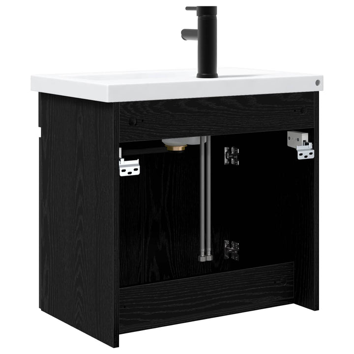 Badeværelses Vanity-enhed med Armatur Sort eg 61 x 40 x 74,5 cm