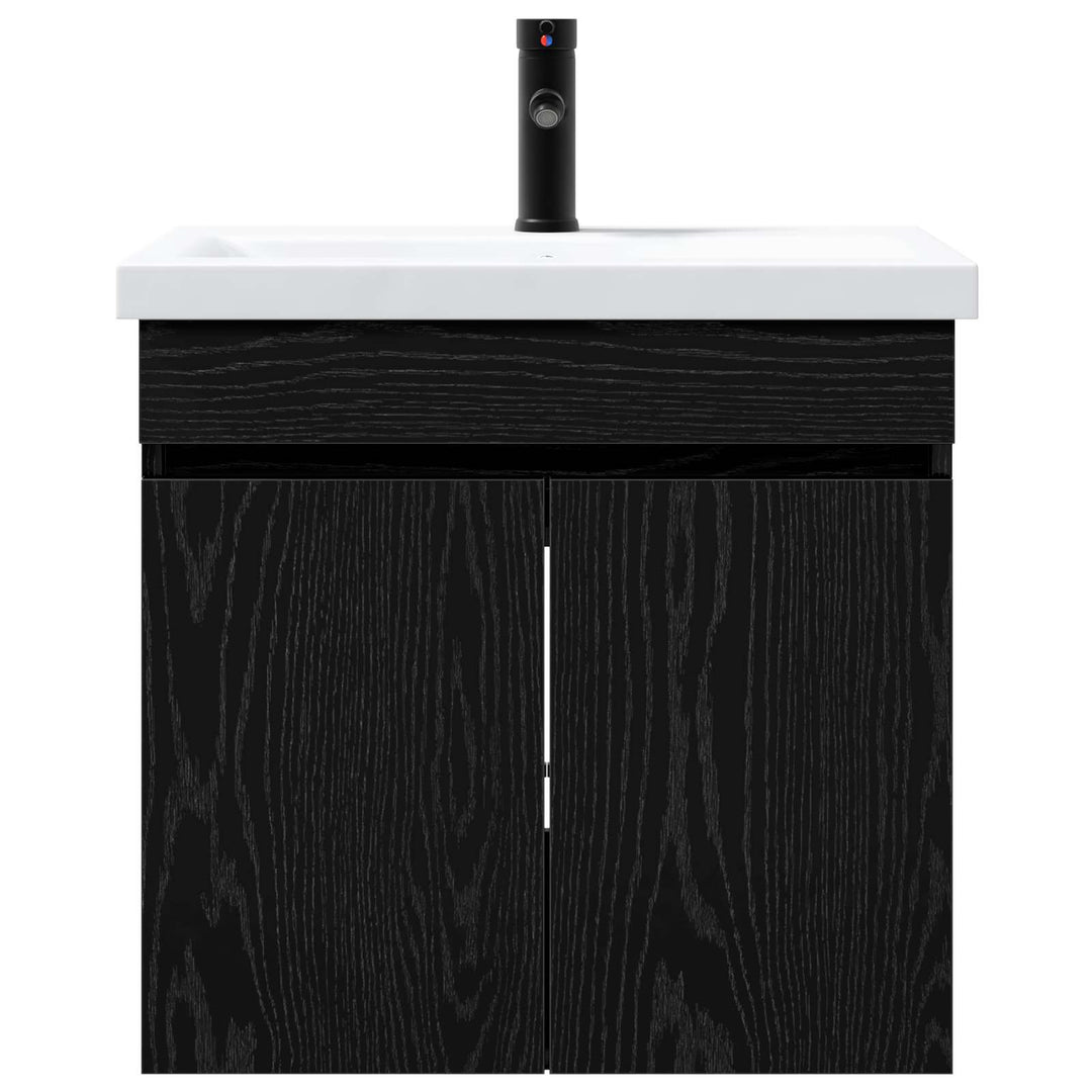 Badeværelses Vanity-enhed med Armatur Sort eg 61 x 40 x 74,5 cm