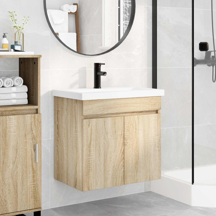 Badeværelses Vanity-enhed med Armatur Sonoma-eg