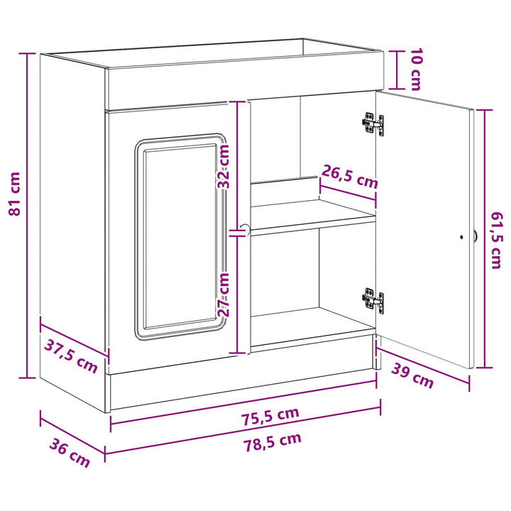 Bad møbel under vasken Artisan-eg 78,5 x 37,5 x 81 cm