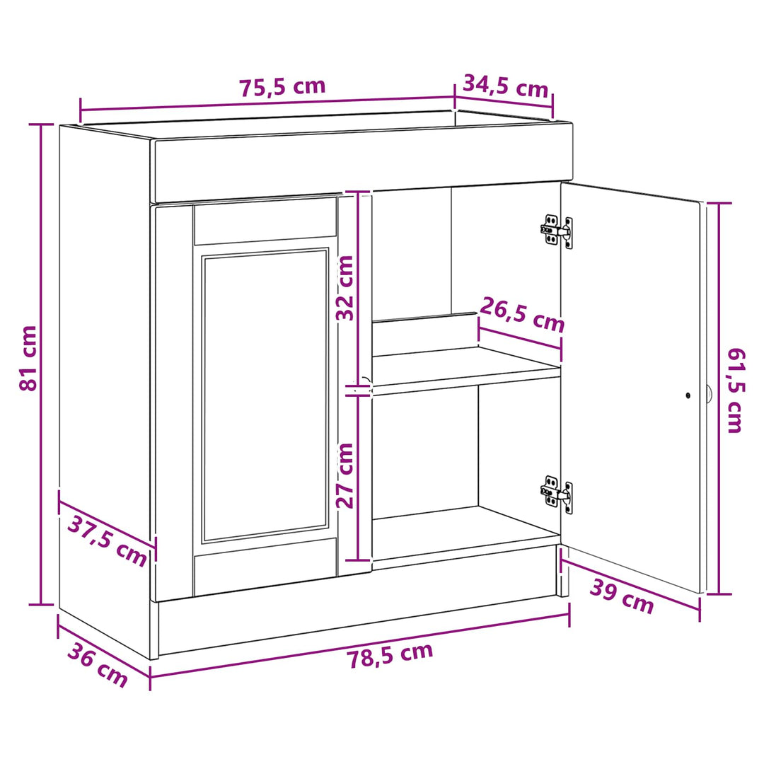 Bad møbel under vasken Artisan-eg 78,5 x 37,5 x 81 cm