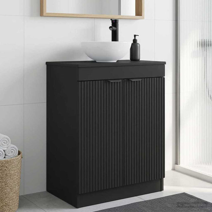 Badeværelsesvask med vask Sort 54 x 35 x 83 cm Konstrueret træ