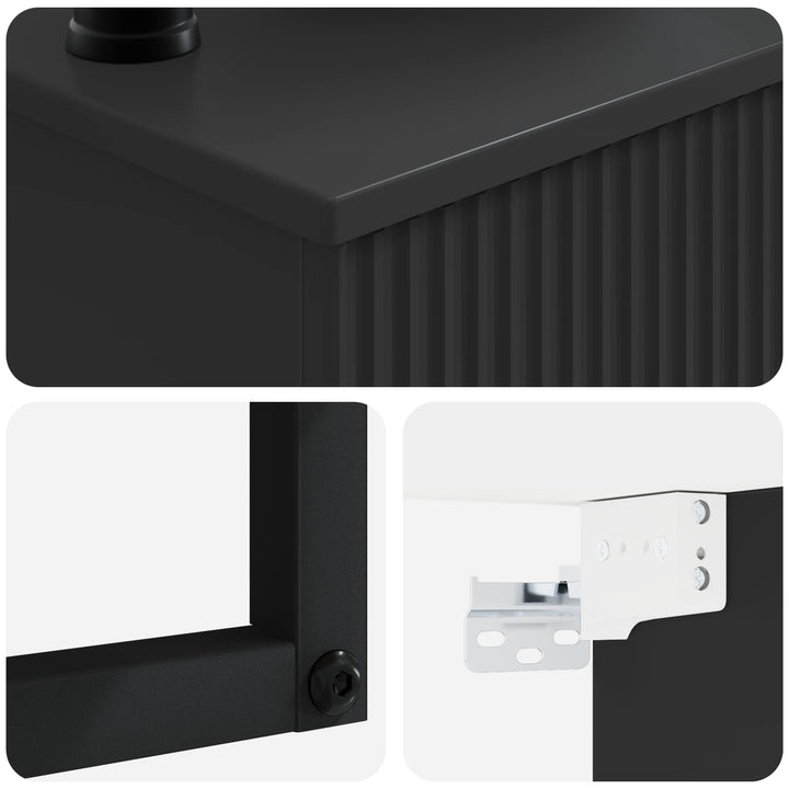Vægmonteret vask Sort 40 x 35 x 39 cm Konstrueret træ