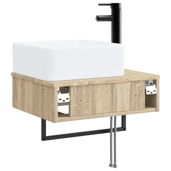 Vægmonteret vask Sonoma-eg 53 x 35 x 39 cm Konstrueret træ