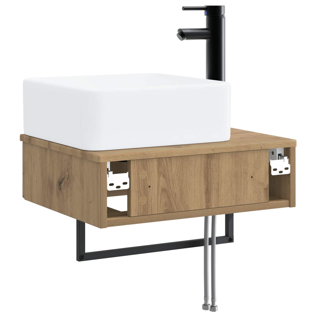 Vægmonteret vask Artisan-eg 53 x 35 x 39 cm Konstrueret træ