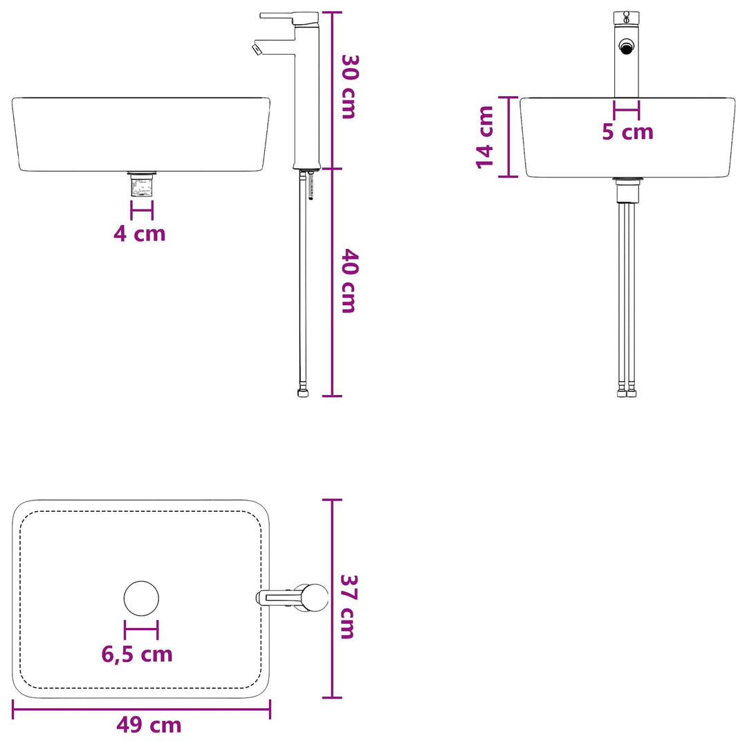 Badeværelses vaskeskål Mat sort 49 x 37 x 14 cm Metal