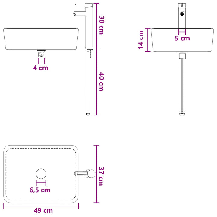 Badeværelses vaskeskål Mat sort 49 x 37 x 14 cm Metal