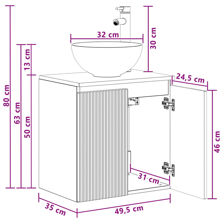Væghængt håndvask skab Hvid 49,5 x 35 x 63 cm Konstrueret træ