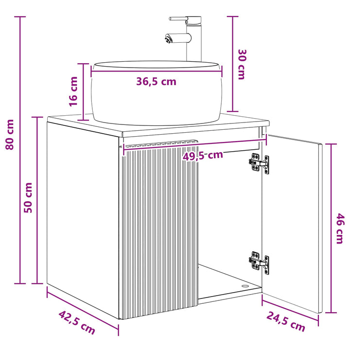 Væghængt håndvask skab Sort 49,5 x 44,5 x 66 cm Konstrueret træ