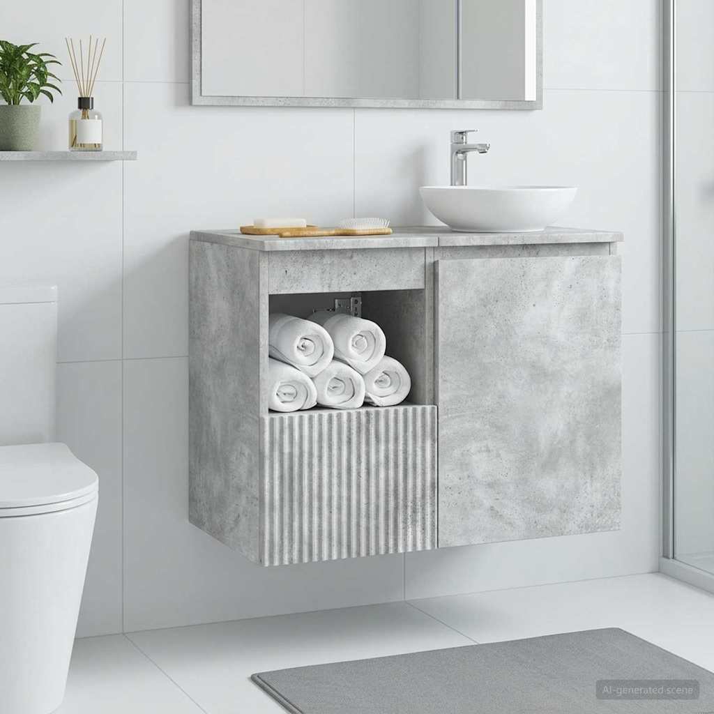 Badeværelsesskab Betongrå 30 x 44,5 x 50 cm Konstrueret træ
