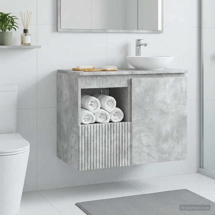 Badeværelsesskab Betongrå 30 x 44,5 x 50 cm Konstrueret træ